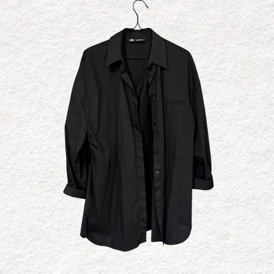Рубашка чёрная оверсайз Zara