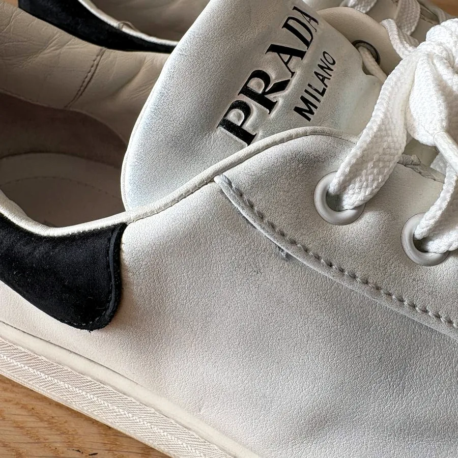 Prada White Leather Sneakers, размер 12