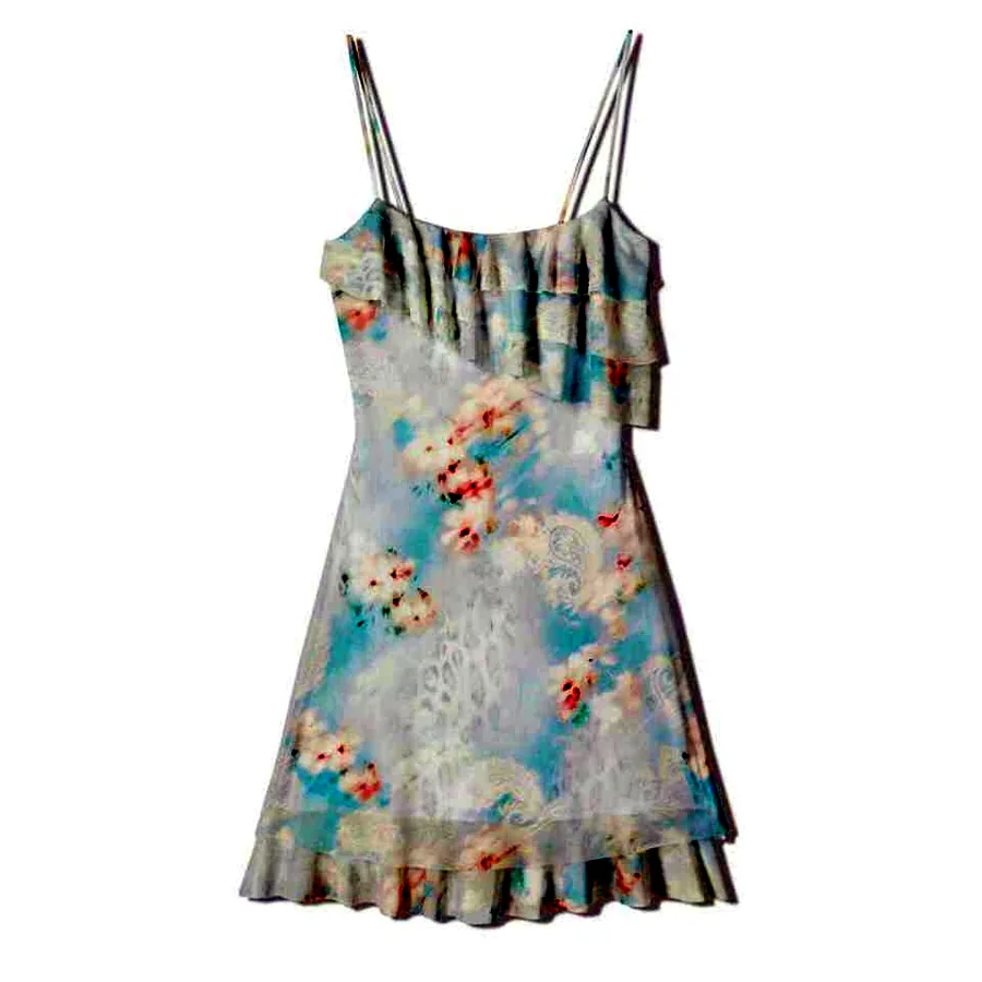 Платье Bershka Printed Ruffled Mini, размер S