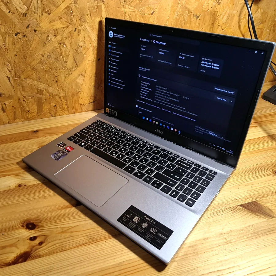 Ноутбук Acer Aspire 3, Ryzen 5500U, 16GB RAM