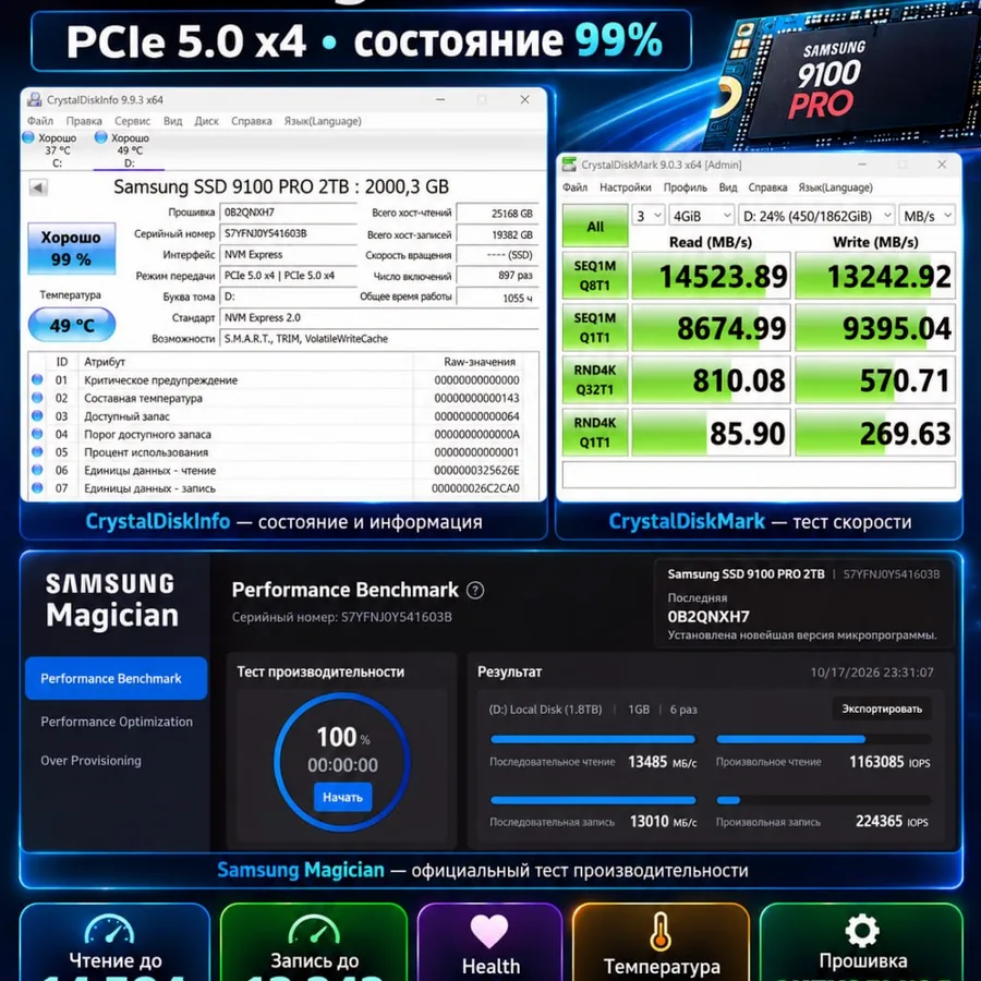 Samsung 990 Pro 2TB NVMe SSD PCIe 5.0