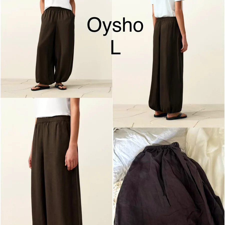 Брюки Oysho льняные коричневые
