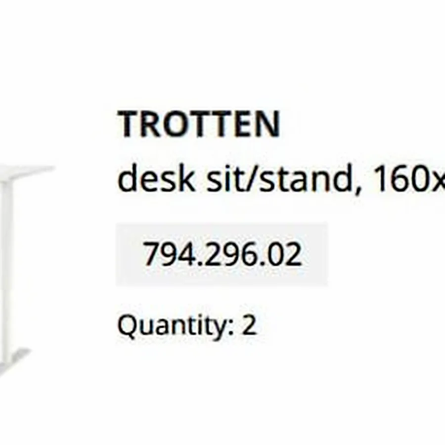 Стол Trotten белый, 160x80 см, подъёмный