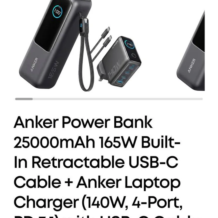 Power Bank Anker 25000 mAh 165W, новый