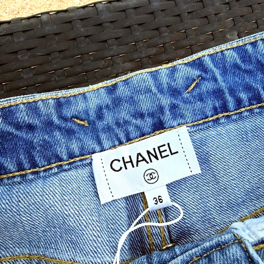 Chanel Blue Denim Straight-Leg Jeans, размер 36