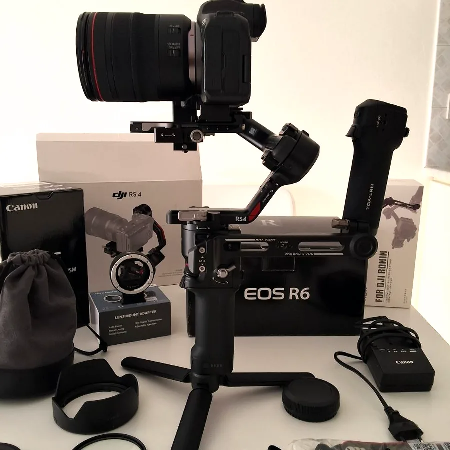Комплект для фото и видео: Canon EOS R6, объектив, стабилизатор