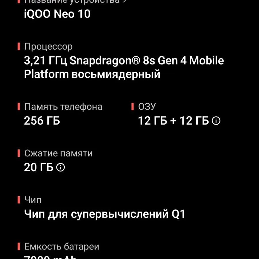 VIVO iQOO Neo 10, 12/256 ГБ, состояние идеальное