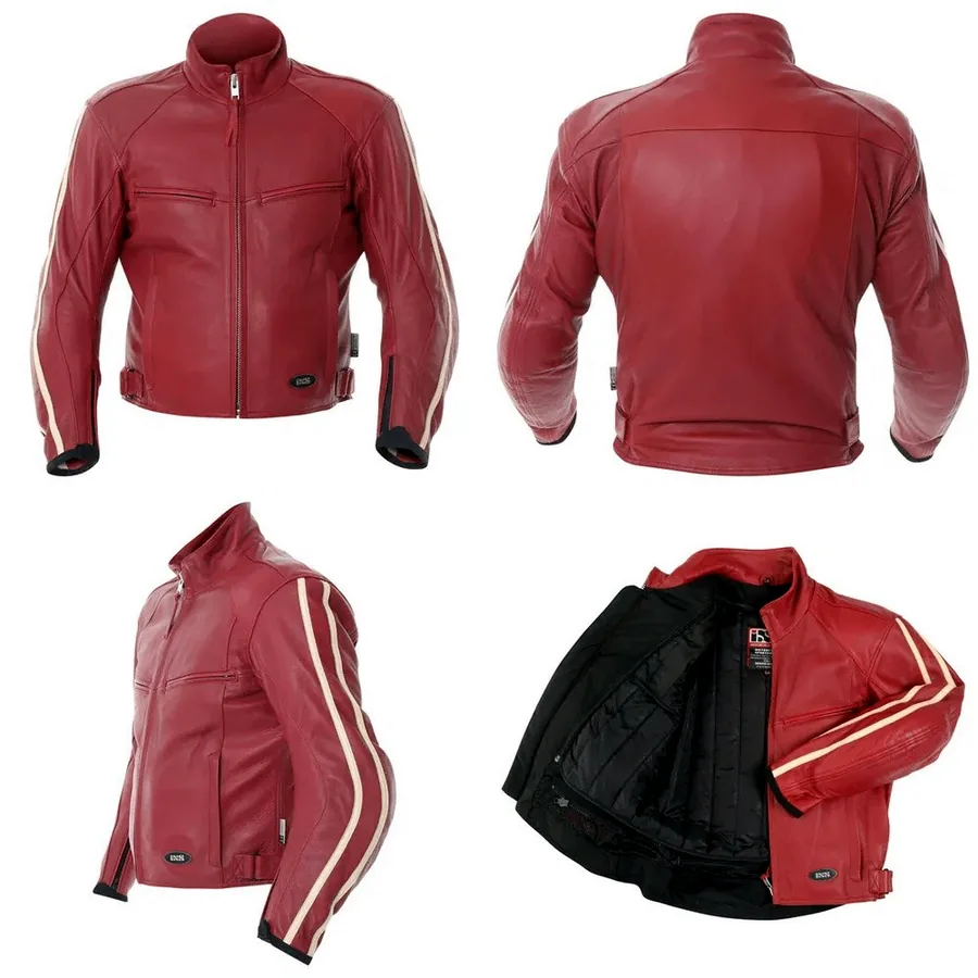 Мотокуртка IXS Tecum Red/White, XL, натуральная кожа