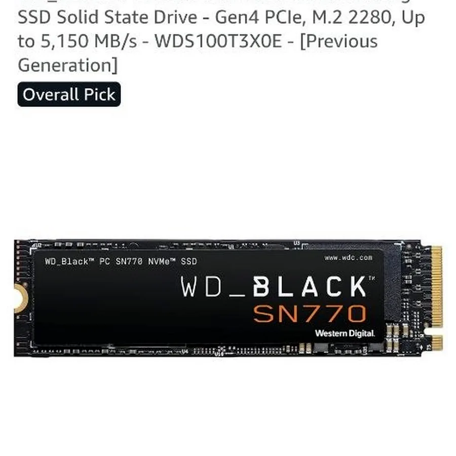 WD Black 1TB SN770 NVMe SSD Gen4