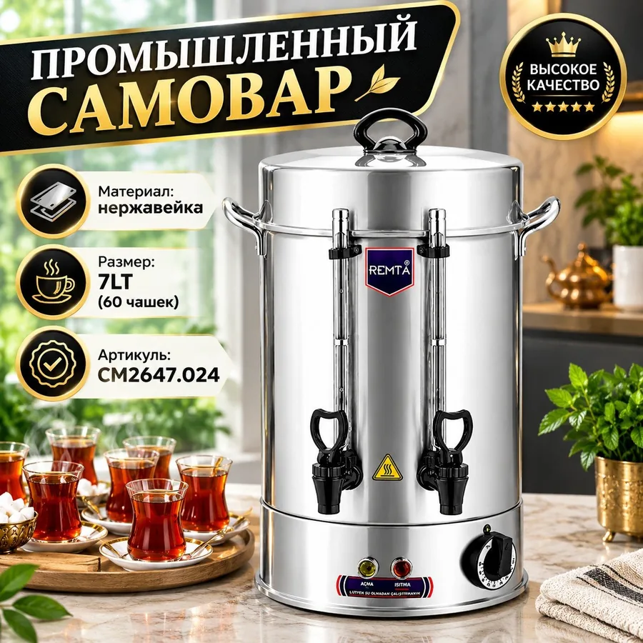 Промышленный самовар из нержавейки, 7 л