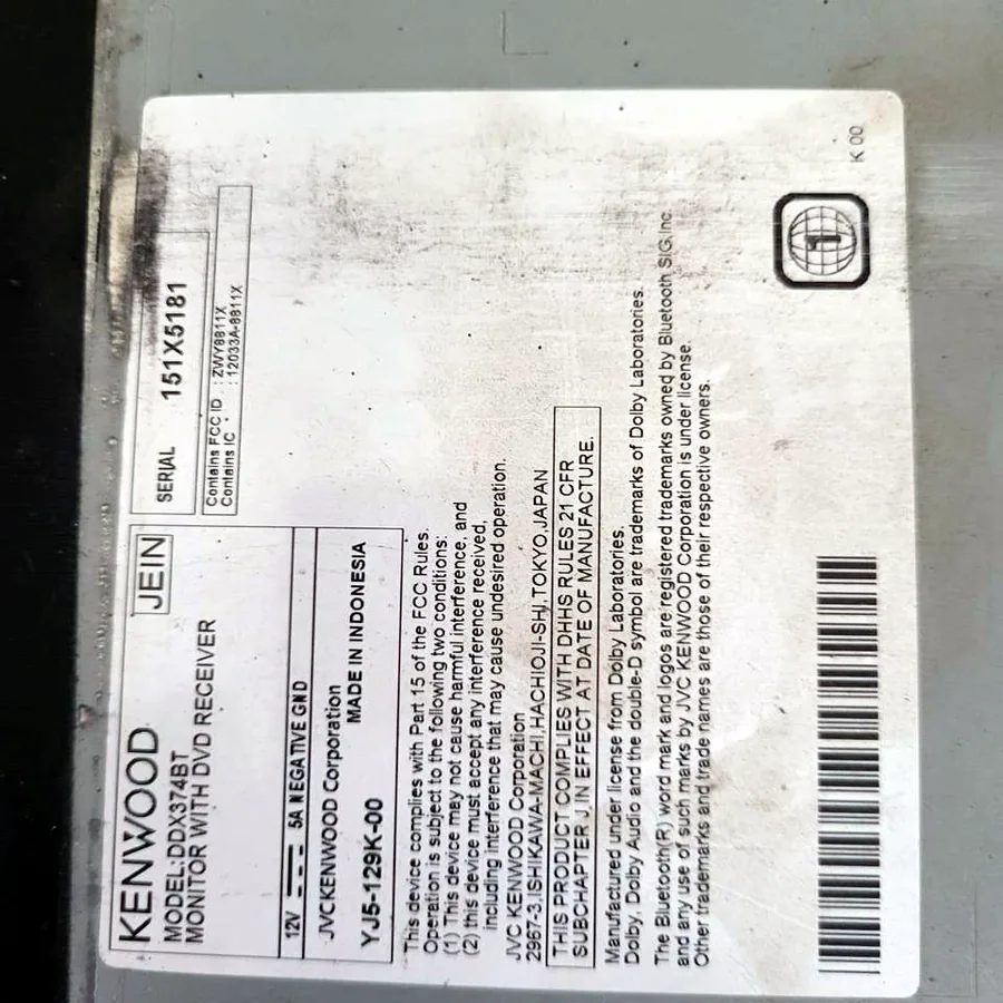 Магнитола Kenwood DDX374BT, 2DIN, Bluetooth, DVD