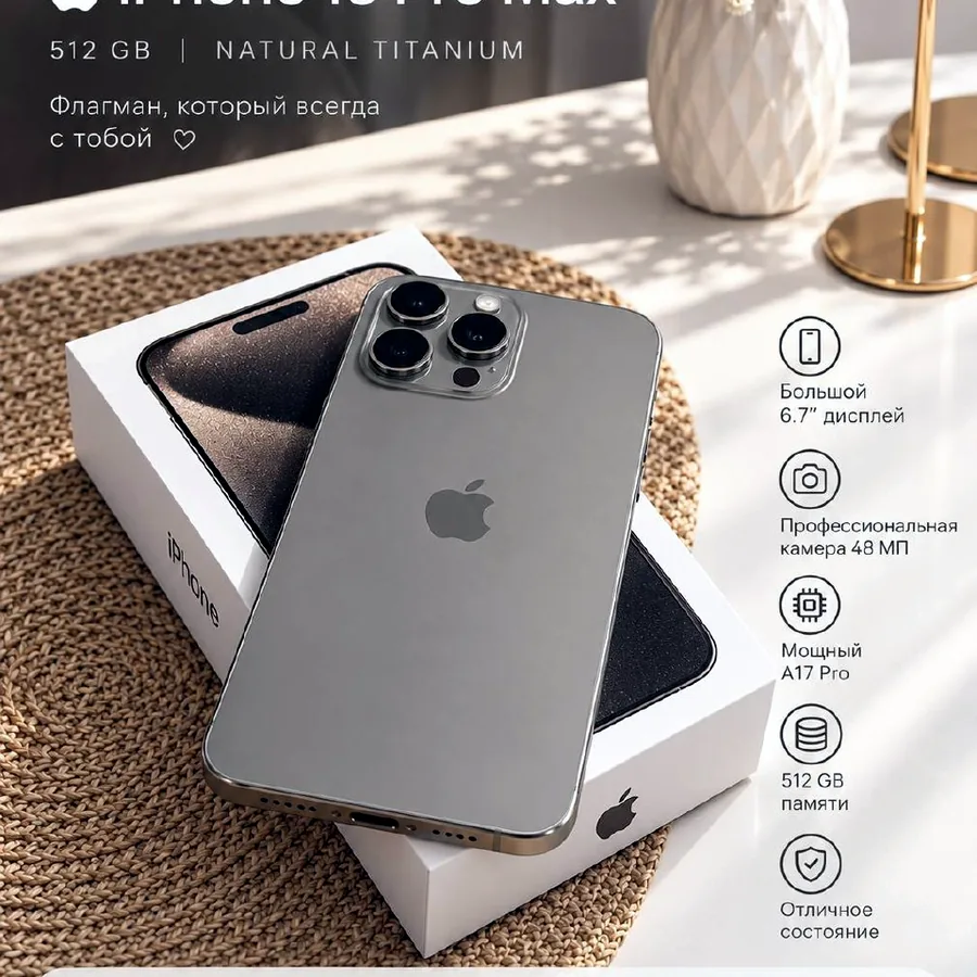 iPhone 15 Pro Max 512 GB, Natural Titanium