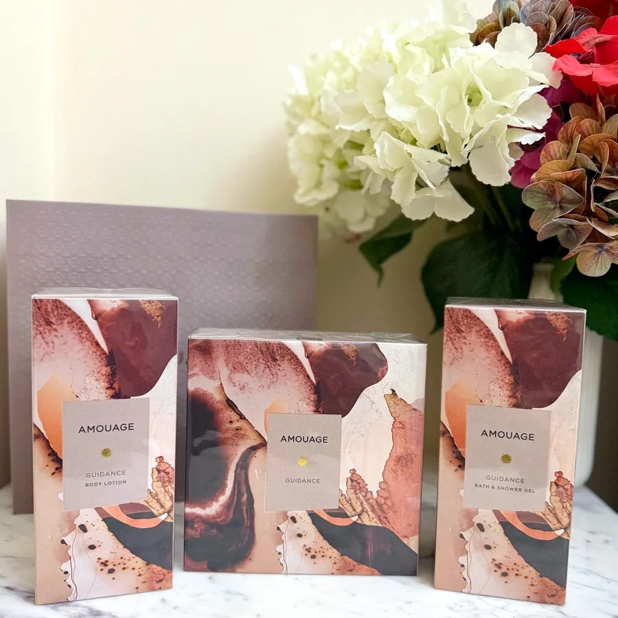 Luxury set Amouage Guidance парфюм, лосьон, гель