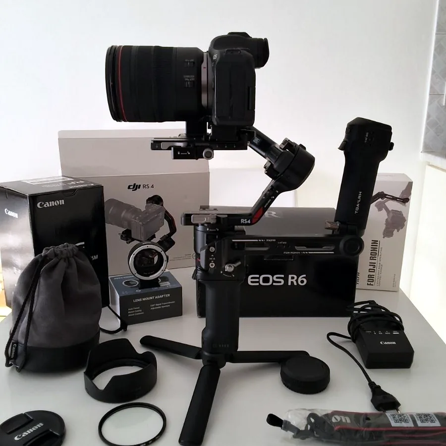 Комплект для фото и видео: Canon EOS R6, объектив, стабилизатор