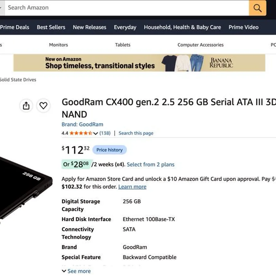 SSD GOODRAM CX400 256 GB