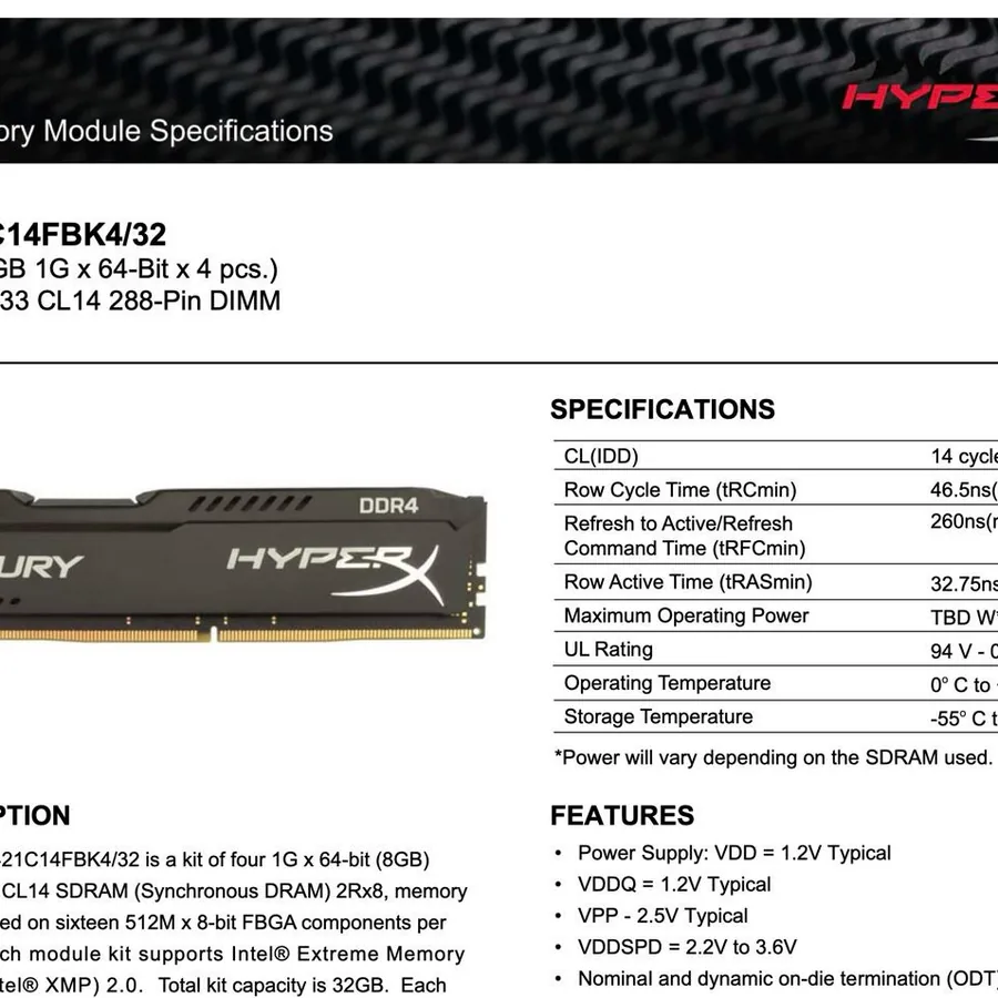 Оперативная память DDR4 Kingston HyperX 8GB