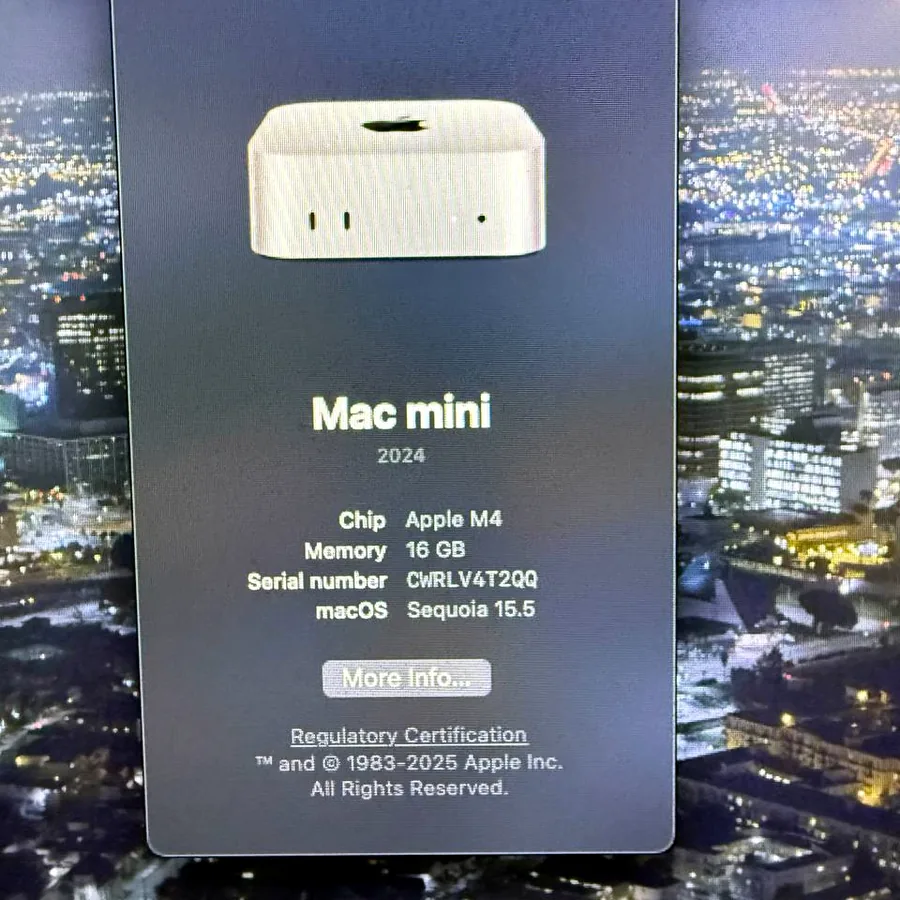 Mac mini M4, 16 ГБ, 1 ТБ, состояние нового