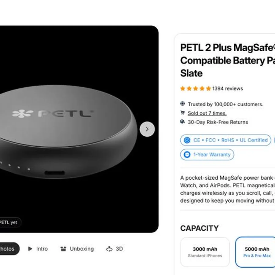 PETL 2 Plus MagSafe Battery Pack, 5000 mAh