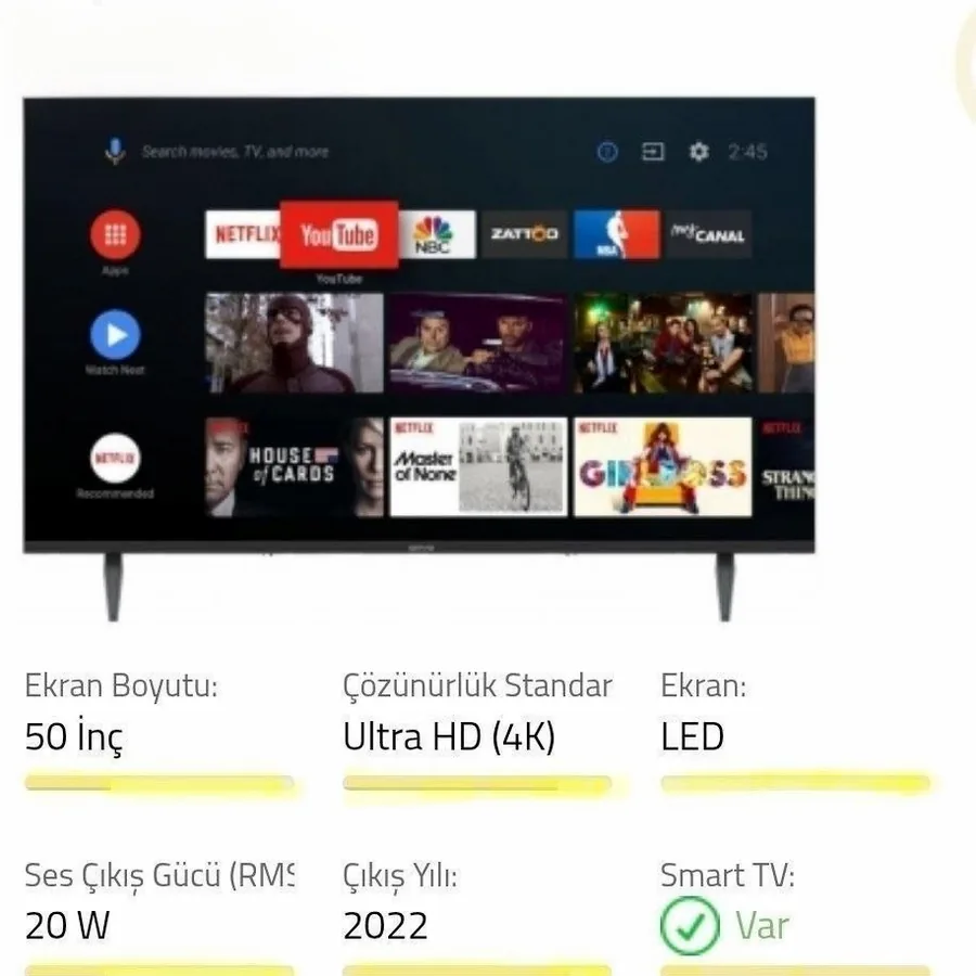 Телевизор 50 дюймов 4K Ultra HD Smart LED