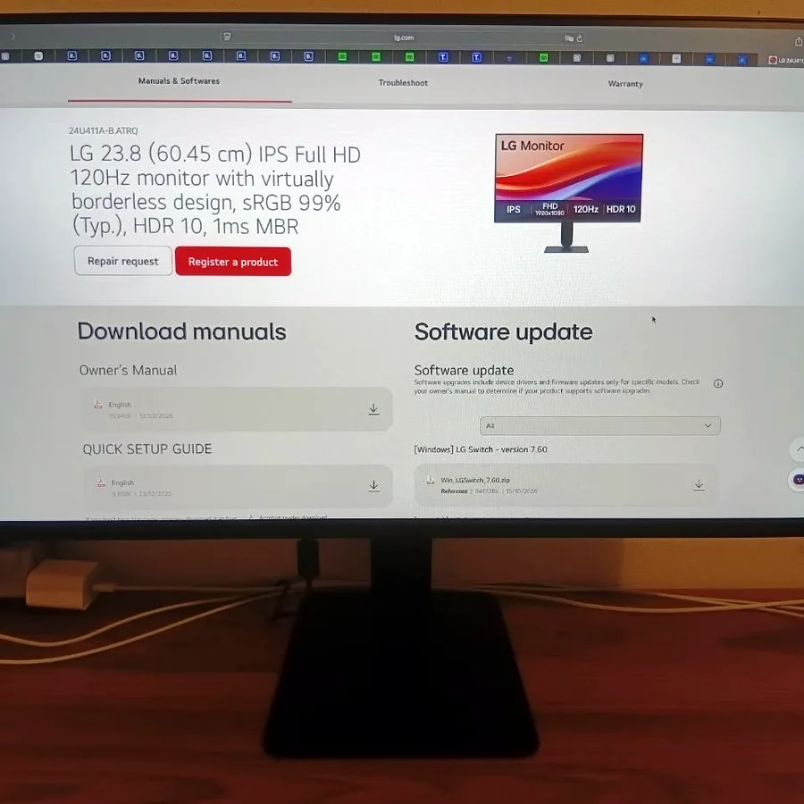 Монитор LG 24 дюйма, Full HD, 120 Гц
