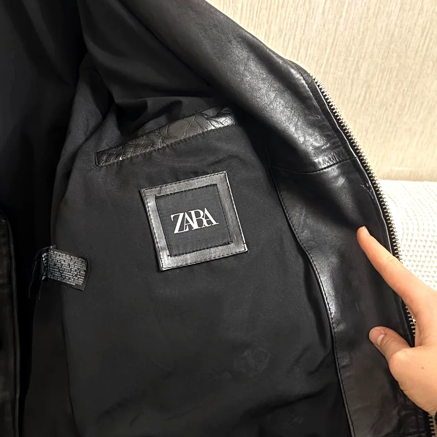 Кожаная куртка Zara, оверсайз, размер S