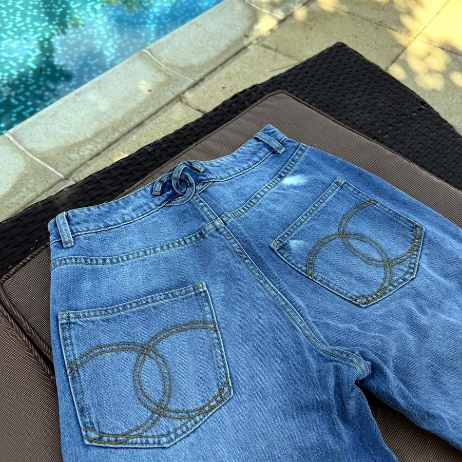 Chanel Blue Denim Straight-Leg Jeans, размер 36