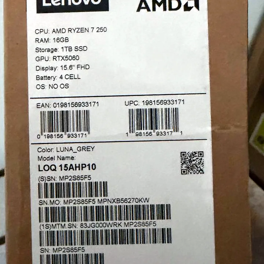 Ноутбук Lenovo LOQ 15, RTX 5060, Ryzen 7