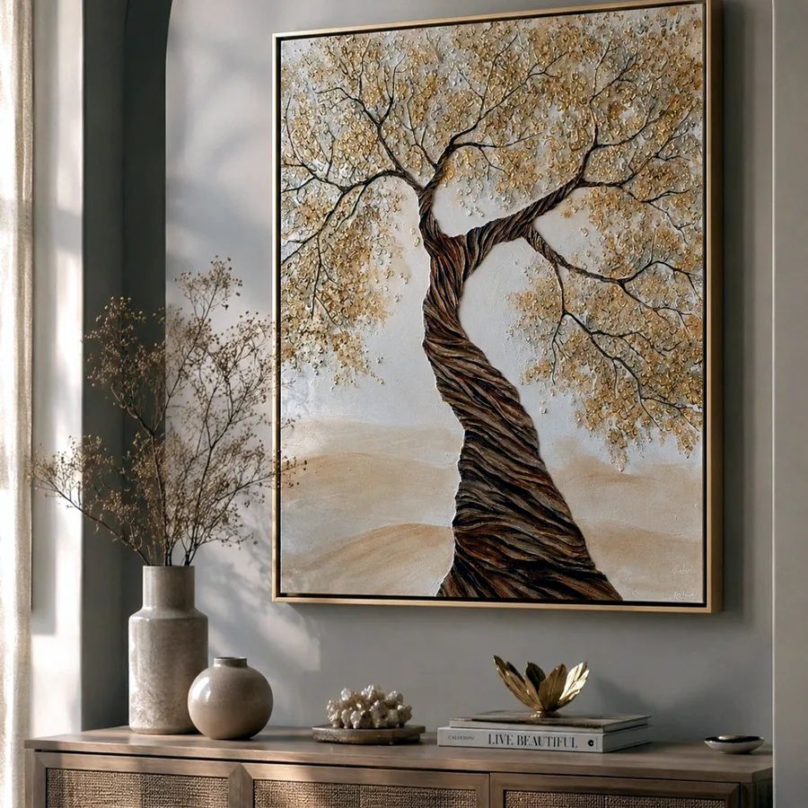 Картина Aurea Vita с кристаллами и золотой поталью, 70×60 см