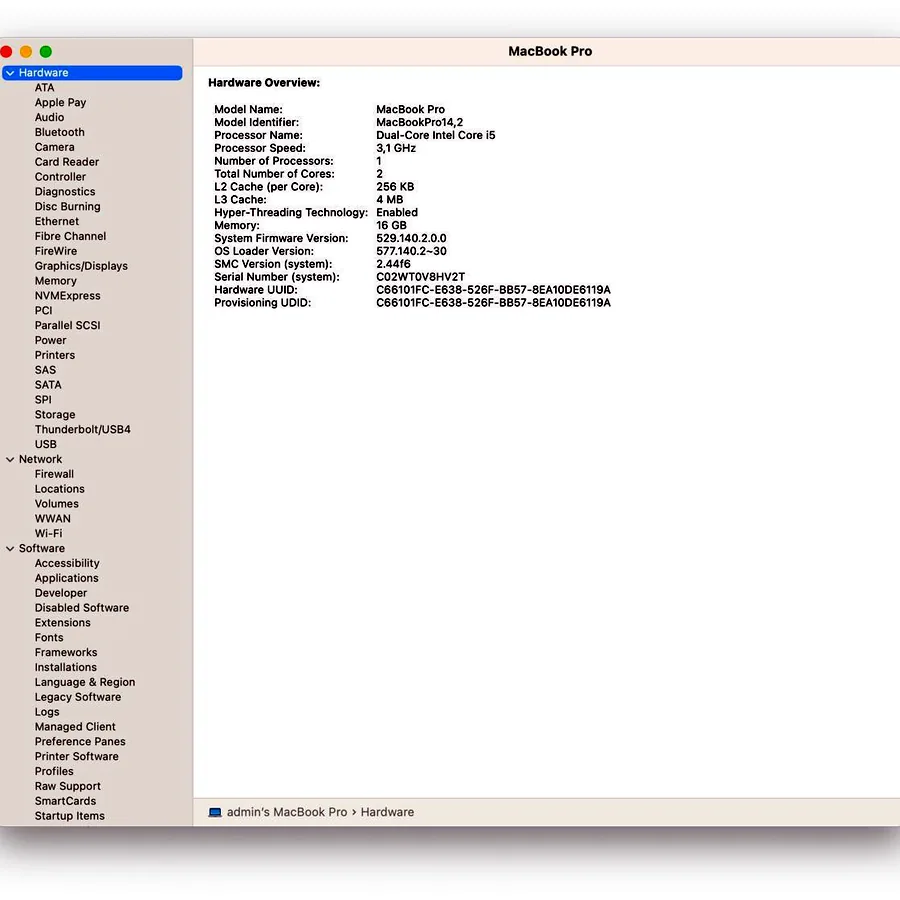 MacBook Pro 13.3 Retina i5 Touchbar 16GB/256GB