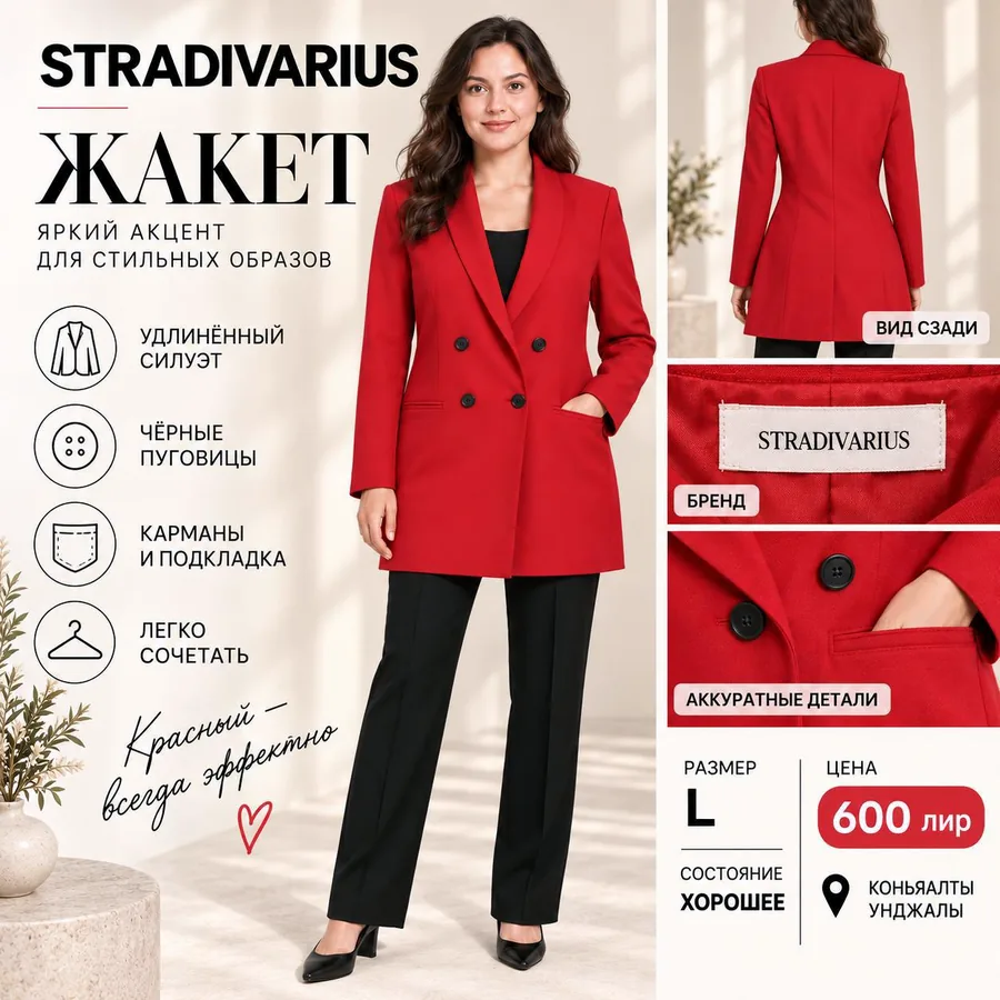 Жакет Stradivarius красный, размер L
