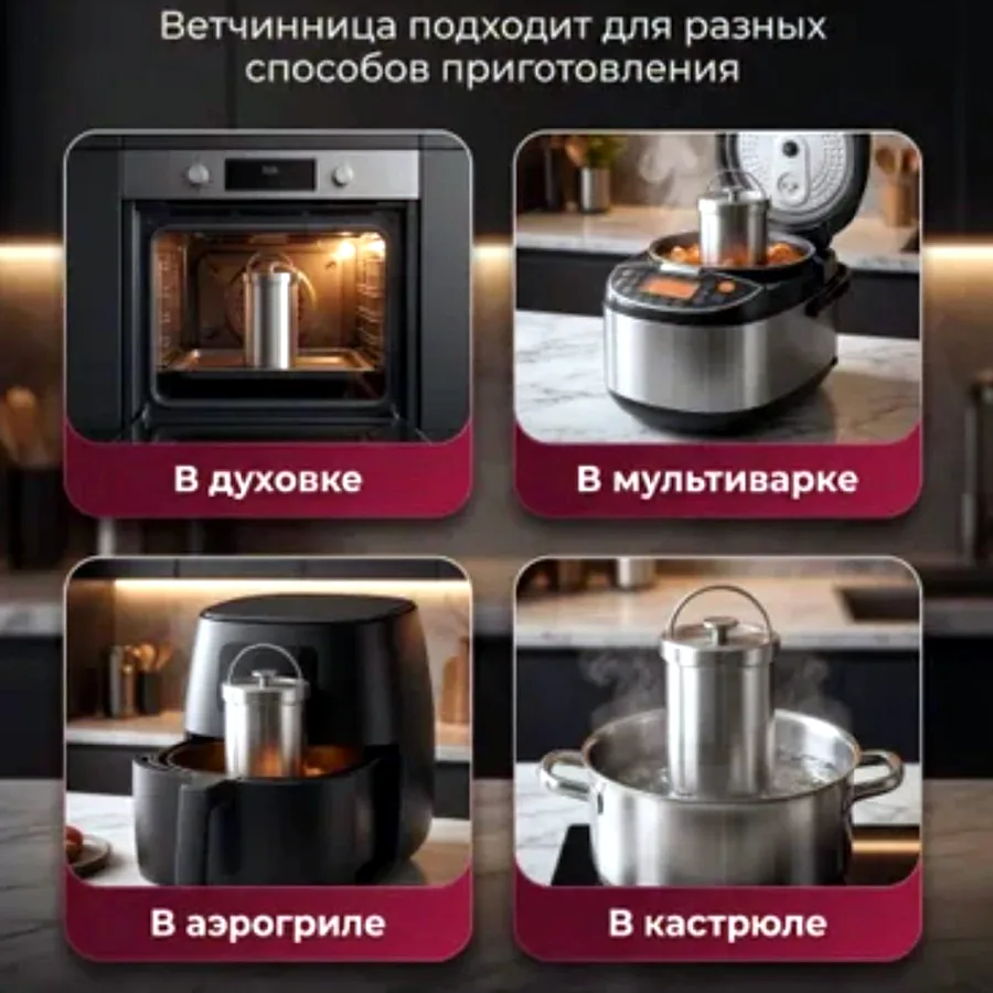 Ветчинница из нержавеющей стали с термометром