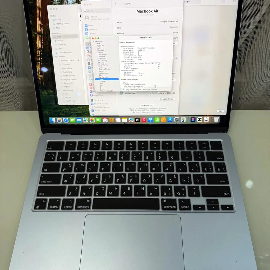 MacBook Air M4, 24 ГБ, 512 ГБ