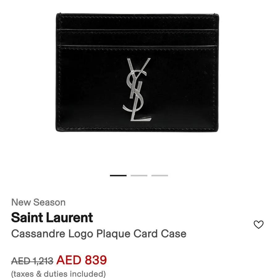 Картхолдер Saint Laurent, чёрная кожа