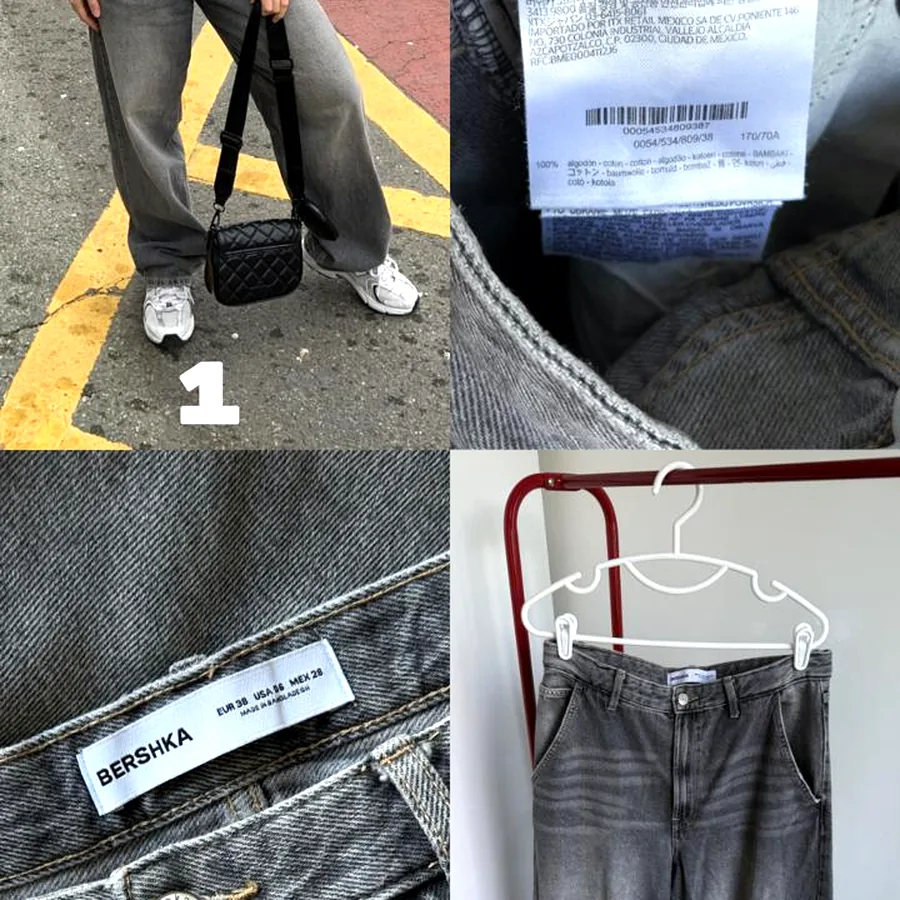 Джинсы Bershka серые, оверсайз, размер 38