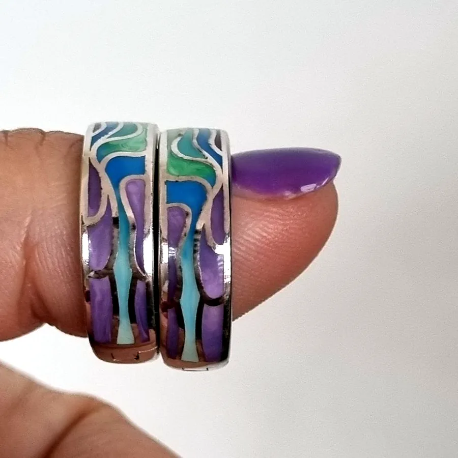 Серьги серебро 925, с лаковой росписью