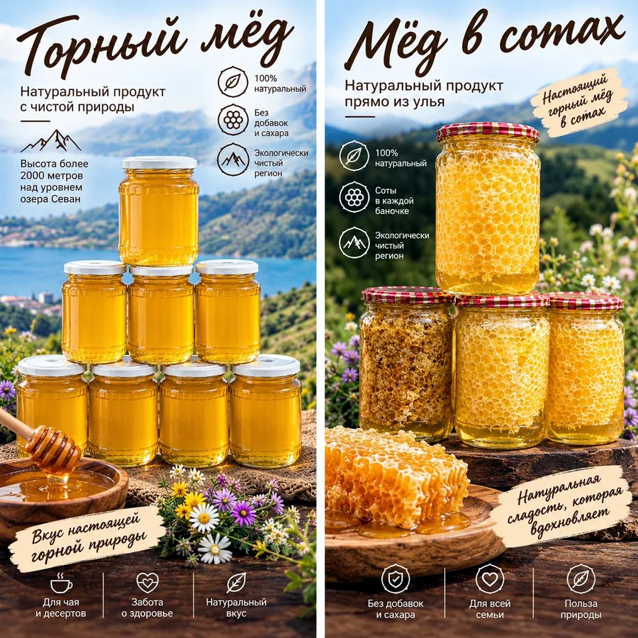Натуральный горный мёд с озера Севан