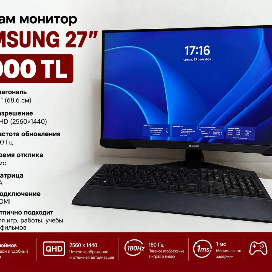 Samsung Odyssey 27 дюймов, 2K, 180 Гц