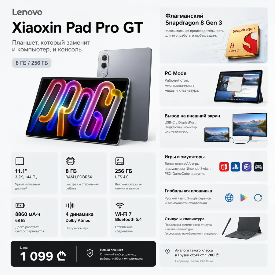 Lenovo Xiaoxin Pad Pro 11.1, 8/256 GB, 2025