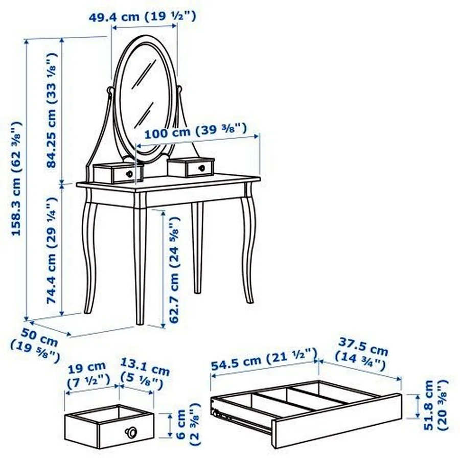 Туалетный столик Ikea HEMNES с зеркалом