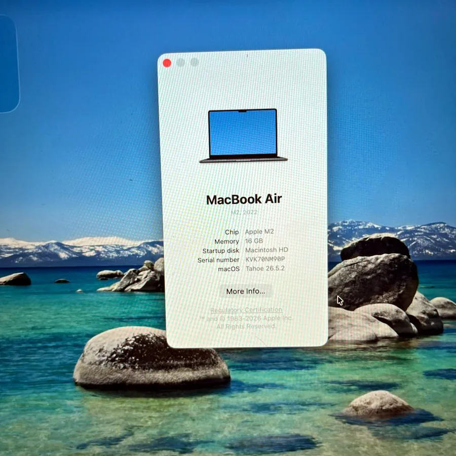 MacBook Air M2, 16GB, 256GB