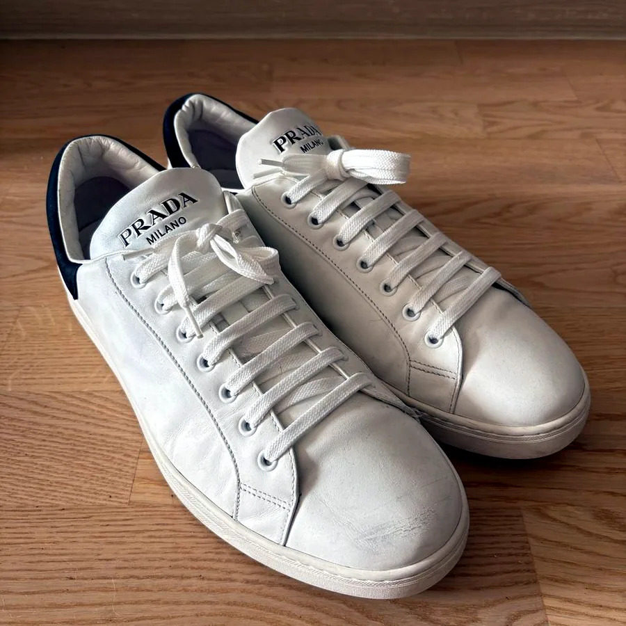 Prada White Leather Sneakers, размер 12