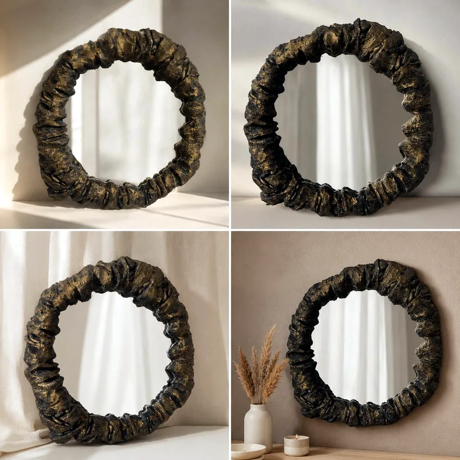 Зеркало фактурное handmade, 70×70 см